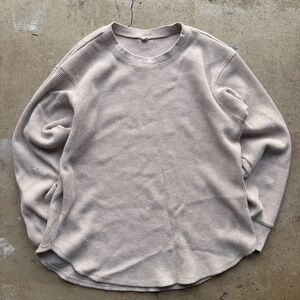 Uniqlo soft beige Waffle Knit Top